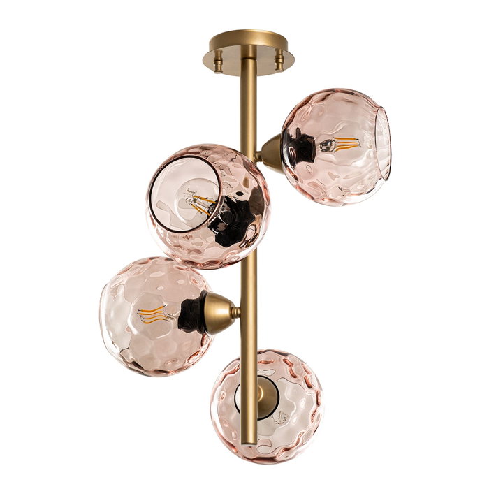 Opviq Benek - 15 - 14503 Lámpara de Araña Rosa y Dorado
